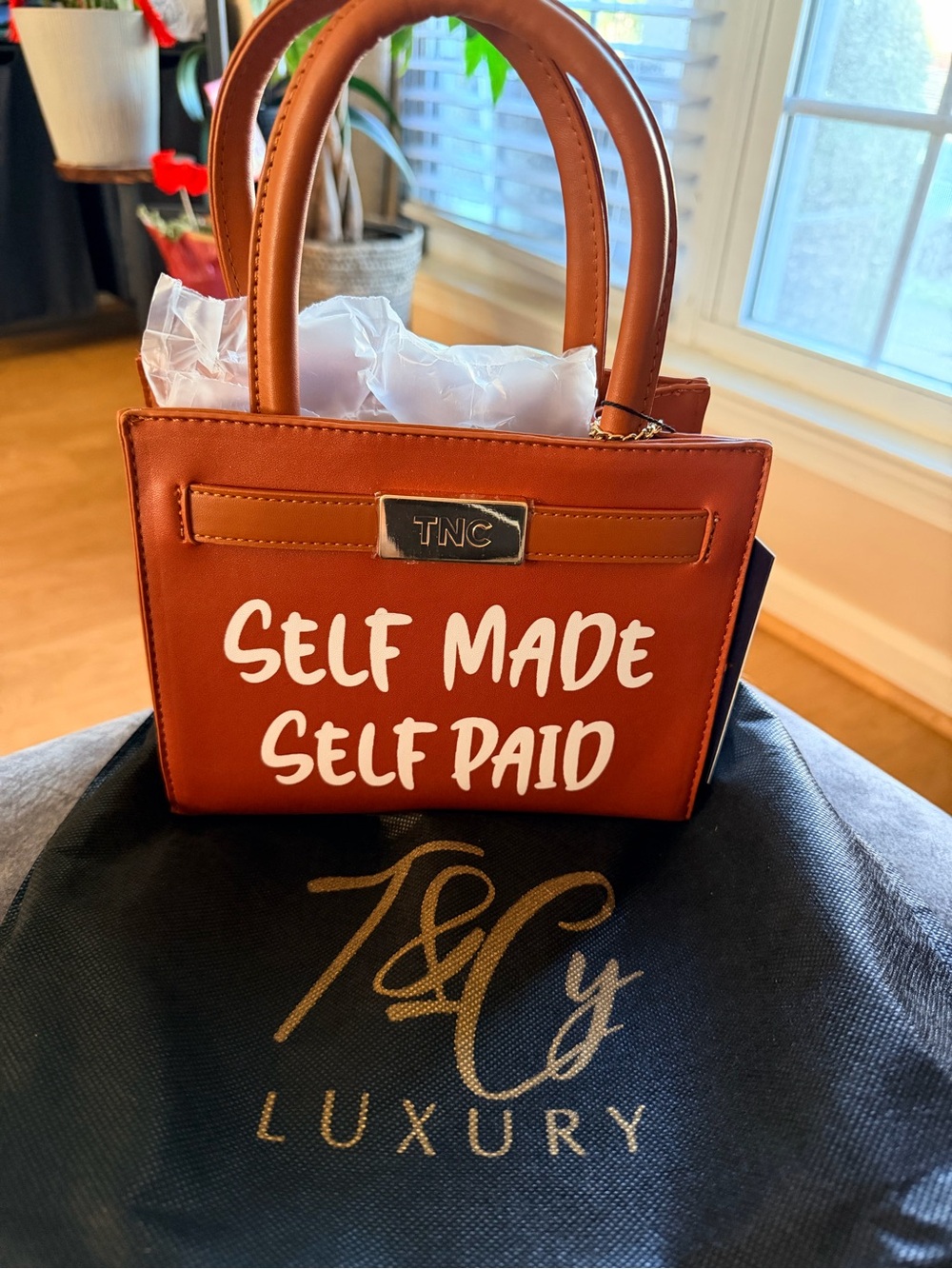 Self Made Self Paid Mini Tote - Brown